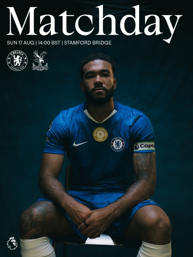 切尔西赛前海报曝光：里斯-詹姆斯队长独挑大梁